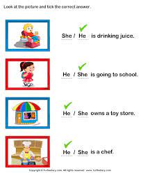 Handwriting and creative writing printable materials to learn and practice writing for preschool, kindergarten and early elementary. Choose She And He From The Pictures Worksheet Kindergarten Reading Worksheets Kindergarten Worksheets Super Teacher Worksheets