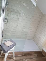 Elco lighting's slant product family is designed specifically for sloped ceilings. Attic En Suite Shower Room With Sloping Ceiling And Velux Window Cream Metro Tiles Oak Floor Board Effect Pla Trendy Bathroom Tiles Shower Room Attic Shower