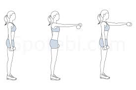 This is the starting position. Dumbbell Front Raise Illustrated Exercise Guide Workout Guide Dumbbell Front Raise Front Raises Exercises
