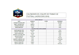 Le premier de chacun des neuf groupes et le meilleur deuxième sont qualifiés pour la phase finale. Calendrier De L Equipe De France De Football Hors Euro 2016 Telecharger La Derniere Version Logitheque