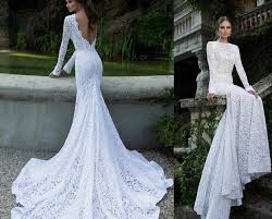 Lace wedding dresses | preownedweddingdresses.com. Berta Lace Backless Wedding Dresses With Long Sleeves Crew Neck Court Train Bridal Gowns Backless Lace Wedding Dress Wedding Dresses Cheap Lace Wedding Dresses
