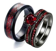 Ebay Ad His Stainless Steel Dragon And Her Red Cz Band Engagement Wedding Ring Wedding Rings Sets His And Hers Wedding Ring Sets Engagement Ring White Gold