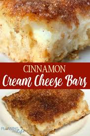 The Cinnamon Sugar Topping On Cinnamon Cream Cheese Bars Reminds Me Of An Elephan Cream Cheese Recipes Dessert Crescent Roll Recipes Dessert Dessert Bar Recipe