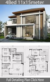 Another portion of these plans include the master bedroom on the main level with the children's. Home Design 11x15m With 4 Bedrooms Home Design With Plansearch Architectural House Plans Duplex House Design Model House Plan