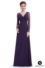 Dark Purple V Neck Lace Long Sleeve Evening Prom Dress Dress Clothes For Women Trendy Dress Styles Dresses