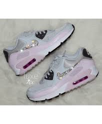 Air Max 90 Pure Platinum Bleached Customized With Swarovski Trainer Effectively Upgrade The Light Texture And Softn Nike Air Shoes Nike Air Max Nike Air Max 90