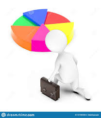 3d White Guy Business Man Sprint Pose Pie Chart Stock
