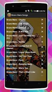 Recently, pr worldwide had local fans speculating over whether mars is coming to malaysia, when it uploaded a photo onto its instagram account with the roman numerals xxivk. Bruno Mars Songs For Android Apk Download