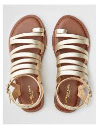 Aeo Toe Ring Ankle Wrap Sandal Gold American Eagle