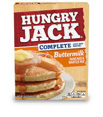 1/2 cup aunt jemima original pancake mix 1/2 cup aunt jemima whole wheat blend pancake mix 1 teaspoon cinnamon 3/4 cup milk 1% 1 tablespoon canola oil 1 large egg. Hungry Jack Complete Buttermilk Pancake Waffle Mix