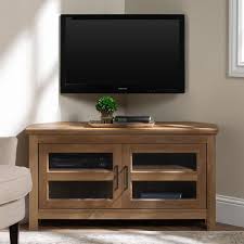 Walker Edison Furniture Company Cordoba 44 In Rustic Oak Wood Corner Tv Stand 50 In With Doors Hdq44ccrro The Home Depot In 2020 Wood Corner Tv Stand Living Room Tv Stand