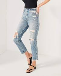 Abercrombie Fitch A F Womens High Rise Mom Jeans In