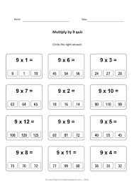 Multiply By 9 Multiplication Quiz Multiplication Times Tables Multiplication Worksheets Multiplication Quiz