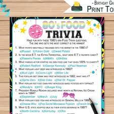 This collection features profiles of a. 1980s Food Trivia Questions Game Birthday Activity 80s Etsy