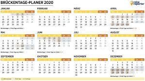 Gesetzliche und weitere feiertage 2021 mit angabe, in welchen bundesländern arbeitsfrei ist. Bruckentage 2020 Mit Dem Offiziellen Planer Urlaub Verdoppeln