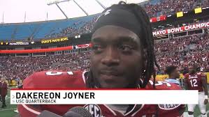 Dakereon Joyner emotional after MVP effort at QB for Gamecocks in Duke's  Mayo Bowl win