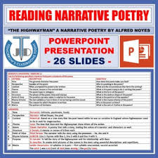 Reading Narrative Poetry The Highwayman Powerpoint Presentation Poetry Comprehension Parts Of Speech Worksheets Narrative Poetry