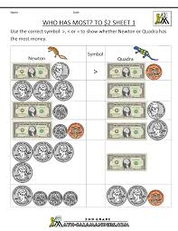 Www 2nd Grade Math Salamanders Com Image Files Money Math Worksheets Who Has Most To 2 Dollars 1 Gif Money Math Worksheets Money Worksheets Money Math