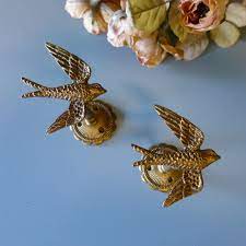 Reserved For Zheng Pair Gold Bird Fancy Drapery Tie Backs Vintage Brass Pretty Bird Hook Jewelry Necklace Hanger Italian Bird Hook Hanger Drapery Tie Backs Necklace Hanger Bird Curtains