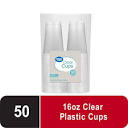 Great Value Disposable Plastic Cups, Clear, 16 oz, 50 Count ...
