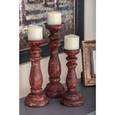 Faux wood candle holder best diy gifts popsugar smart. Litton Lane Large 15 In Medium 14 In Small 12 In Distressed Red Wooden Pillar Candle Holders Set Of 3 52760 The Home Depot Wooden Pillar Candle Holders Pillar Candle Holders Candle Holders