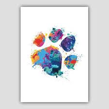 Watercolour Paint Splash Dog Paw Print Art Print Bright Etsy In 2021 Paw Print Art Dog Paw Print Art Paw Painting