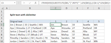 Excel for microsoft 365 excel for microsoft 365 for mac excel for the web this article describes the formula syntax and usage of the mid and midb function in microsoft excel. How To Split Text With Delimiter In Excel August 16 2021 Excel Office