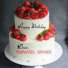 Double Layer Red Rose Flower Birthday Cake With Name Birthday Wishes Cake Birthday Cake With Flowers Happy Birthday Cake Pictures