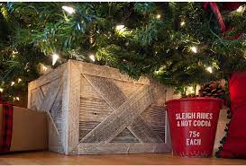 Maybe you would like to learn more about one of these? Amazon Com Barnwoodusa Deluxe Wooden Tree Box Collar White Wash Farmhouse Tree Box Christmas Tree Skirt Rustic Decorations Vintage 100 Reclaimed Recycled Wood 4 Sides Kitchen Dining
