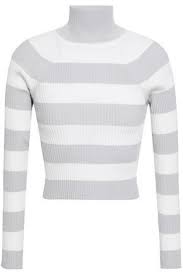 Black And White Striped Turtleneck Sweater Zimmermann Woman Striped Ribbed Knit Turtleneck Sweater Light Gray Knit Turtleneck Sweater Turtleneck Sweater Turtle Neck