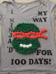 100th Day Of School Teenage Mutant Ninja Turtle Shirt 100 Pom Pom 100th Day Of School Crafts 100 Days Of School Project Kindergartens 100 Day Of School Project