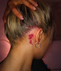 Red Rose Tattoo Behind Ear In 2021 Behind Ear Tattoo Small Rose Tattoo Behind Ear Behind Ear Tattoos