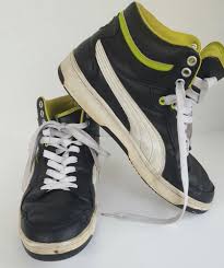 Black And Lime Green Shoes Mens Pre Owned Men 39 S Puma High Top Sneakers Size 7 1 X2f 2 Black White Amp Lime Green Clothing Shoes Amp Acces Sneakers Leather Sneakers Puma High Tops