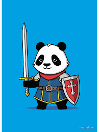 Medieval Armored Panda Knight Holding Sword and Shield Art Board Print