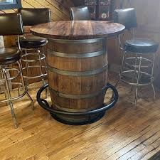 Whiskey Barrel Table With Jack Daniels Barrel Includes Etsy In 2020 Whiskey Barrel Table Barrel Table Whiskey Barrel Bar
