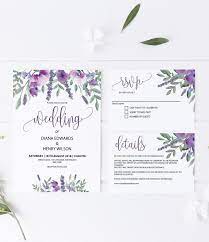 Purple Wedding Invitation Template Set Lavender Editable Etsy In 2021 Purple Wedding Invitations Wedding Invitation Templates Wedding Invitations