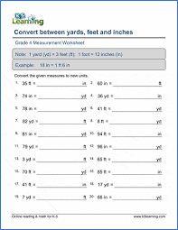 Also, explore tools to convert foot or inch to other length units or learn more about length a foot was defined as exactly 0.3048 meters in 1959. Grade 4 Measurement Worksheet Convert Lengths Inches Feet Yards K5 Learning