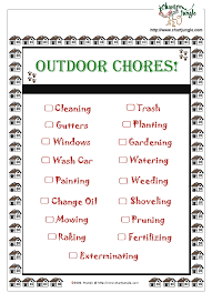 Outdoor Chore Chart Http Www Chartjungle Com Chores Html Chores Chore Chart Printable Chore Chart