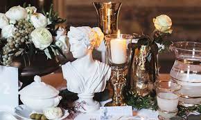 Outdoor, entertaining, dining, summer, party, blue, white, backyard, inspiration. Geek Out Over These Greek Inspired Wedding Ideas Dwp