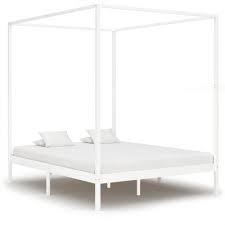 Attach the side slats to the footer and header using these brackets. Canopy Bed Frame White Solid Pine Wood 6ft Super King