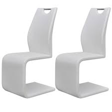2 Piece Faux Leather Upholstered Dining Room Chairs Set Iron For Tables White Leather Dining Room Cantilever Dining Chair Dining Room Chairs Upholstered