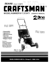 Download manual for model 917383641 craftsman lawn mower.sears partsdirect has parts, manuals & part diagrams for all types of repair projects. Craftsman 917372471 User Manual Lawn Mower Manuals And Guides L0904248