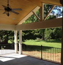 Covered Porch In Raleigh Over A Limestone Patio Limestone Patio Patio Back Patio