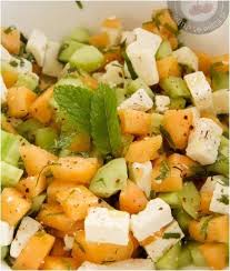 Salade Melon Feta Concombre Et Menthe D Elise Et Julie Recettes De Cuisine Salade Melon Salade Concombre