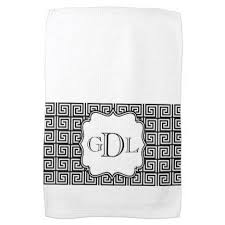 Black And White Kitchen Towels Monogram Black White Greek Key Kitchen Towel Zazzle Com Key Kitchen Greek Key Pattern Greek Key