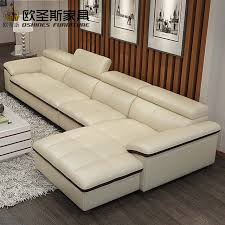 Online Shop Modern Sectional Livingroom Beige Genuine Leather Sofa Set Leisure L Shape Sofa Set Leat Leather Sofa Set Genuine Leather Sofa Living Room Sofa Set