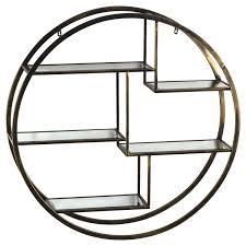 Round metal frame adds contemporary. Antique Brass Large Multi Shelf Wholesale By Hill Interiors