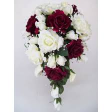 The bridal flower worked with me and even made a custom listing for my girlies. Silk Rose Wedding Bouquet Burgundy Artificial Wedding Flowers