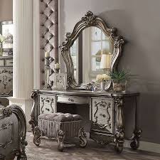 Versailles 6 Piece Traditional Bedroom Set In Antique Platinum Finish By Acme 26840 Traditional Bedroom Sets Decor Traditional Bedroom