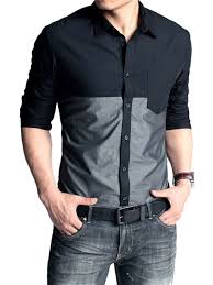 Black Silver Contrast Casual Shirt Casual Shirts For Men Mens Casual Outfits Mens Shirt Dress